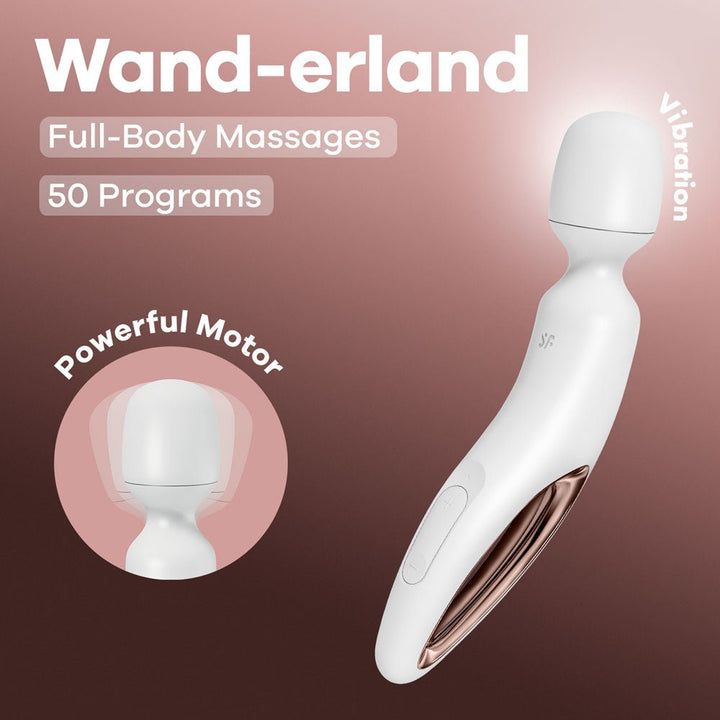 Satisfyer Wand-erland Massage Wand - White/Rose Gold