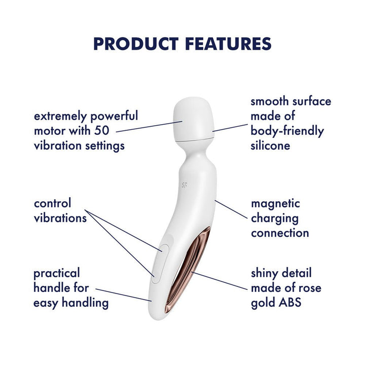 Satisfyer Wand-erland Massage Wand - White/Rose Gold