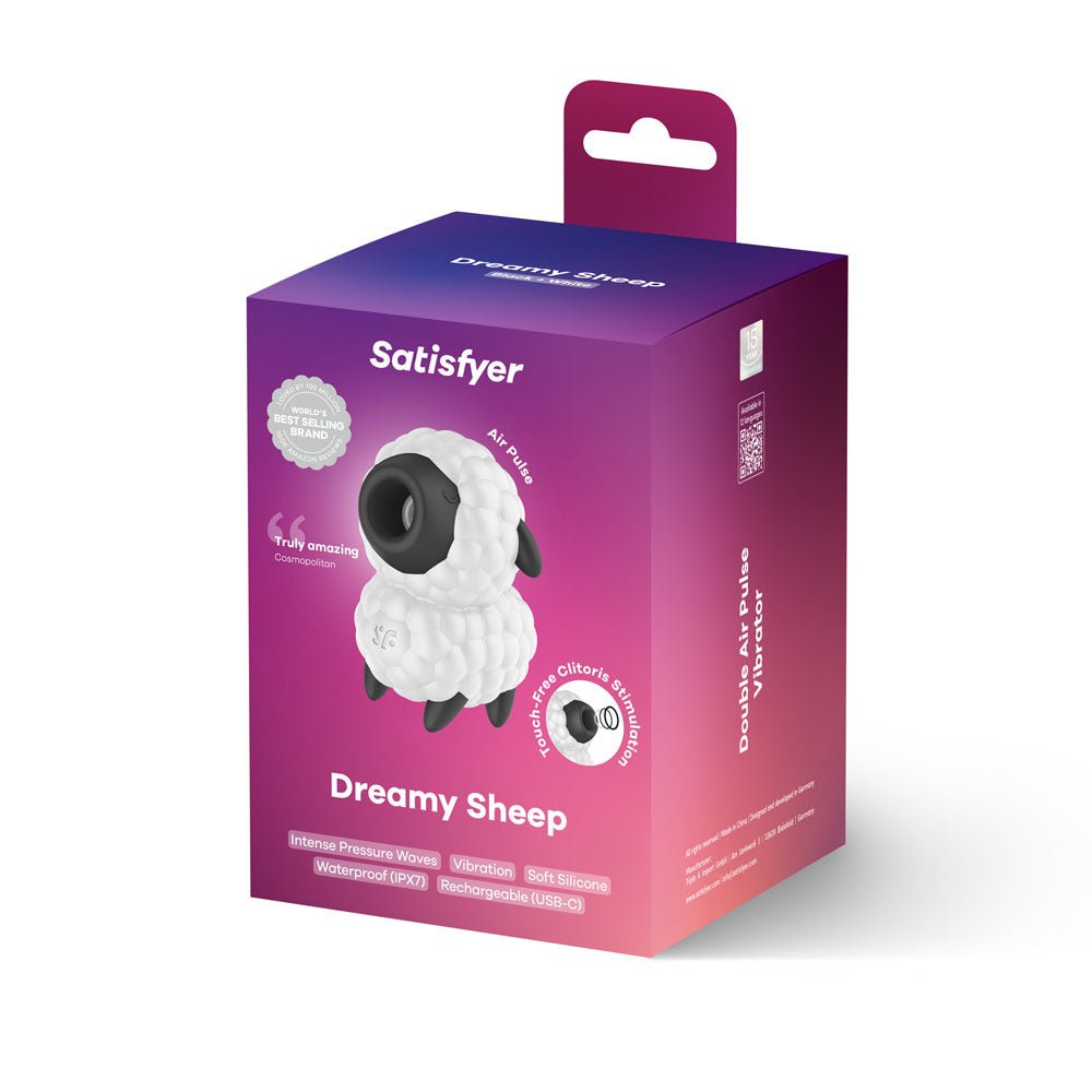 Satisfyer Dreamy Sheep Vibrating Air Pulse Stimulator - White/Black