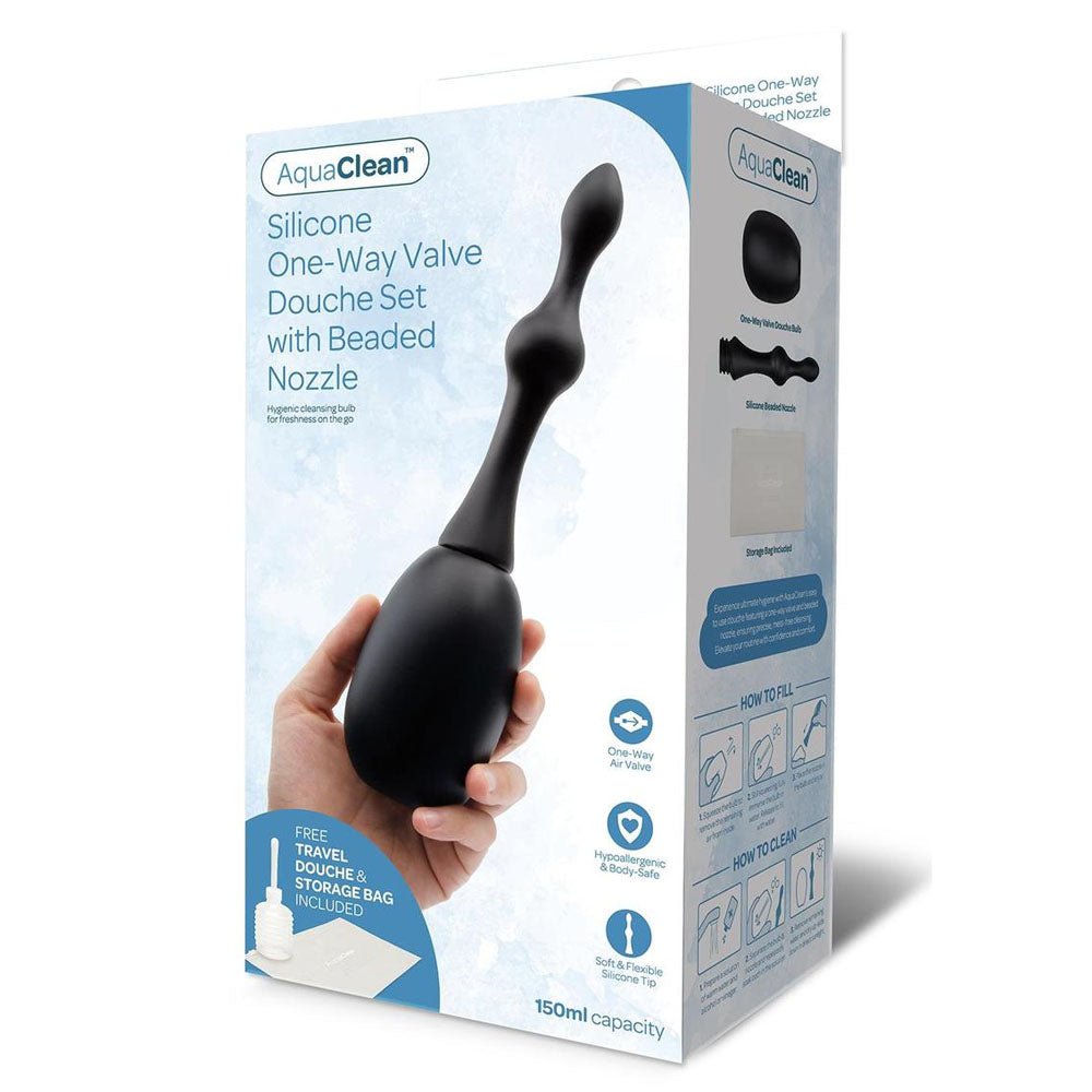 AquaClean Silicone 1-Way Valve Douche Set - 150ml Capacity