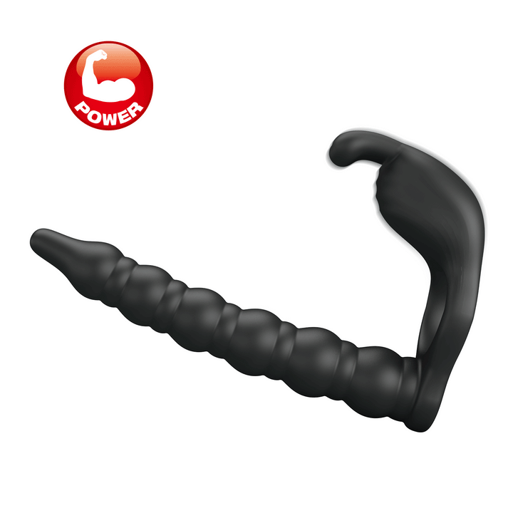 Party Up Marcus - Vibrating Cock Ring & Anal Plug with Double Penetrator - Black