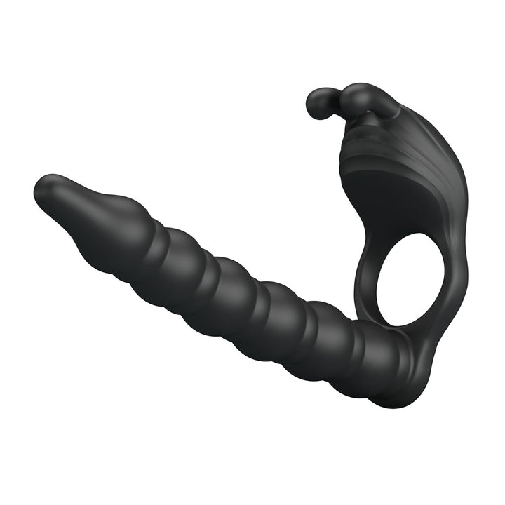 Party Up Marcus - Vibrating Cock Ring & Anal Plug with Double Penetrator - Black