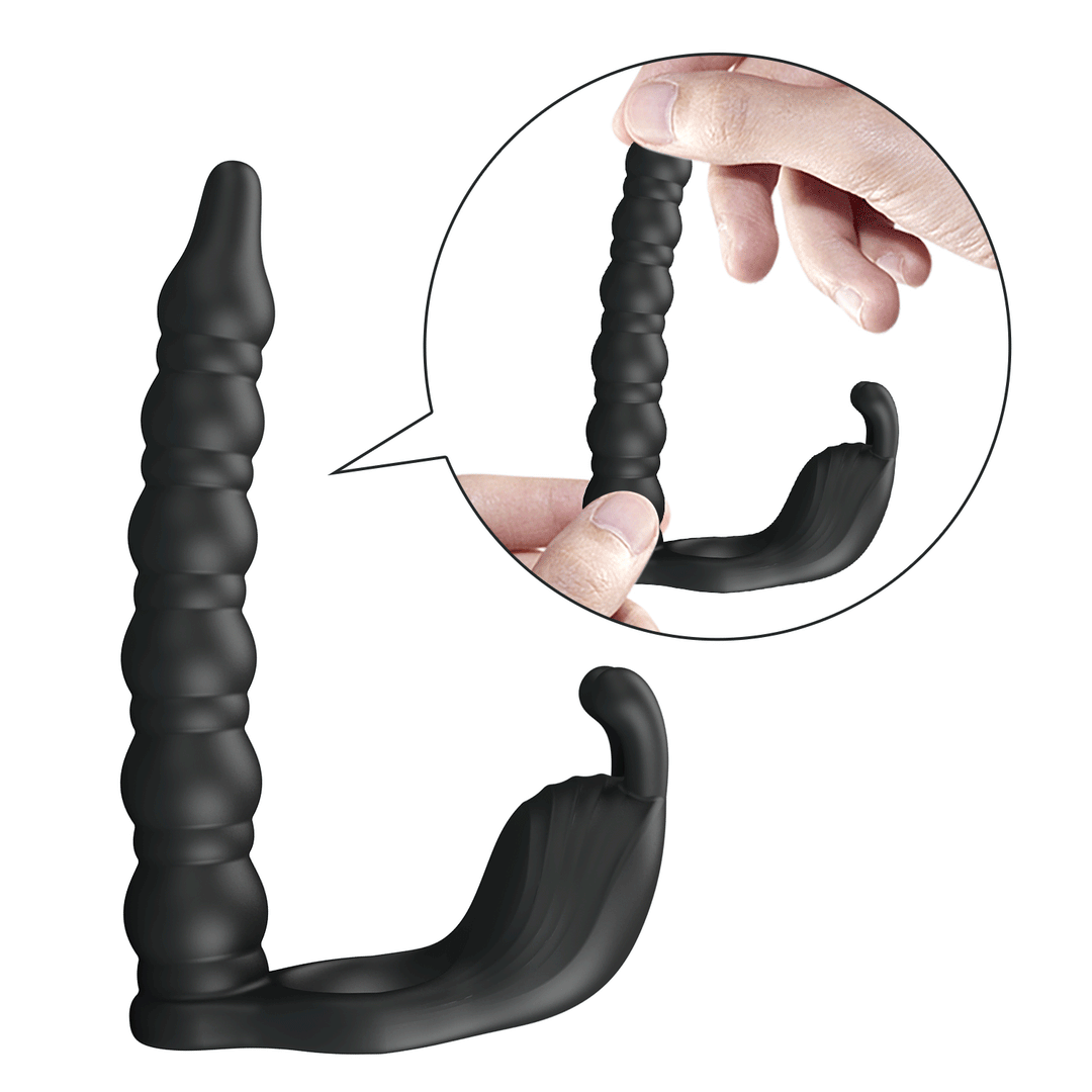 Party Up Marcus - Vibrating Cock Ring & Anal Plug with Double Penetrator - Black