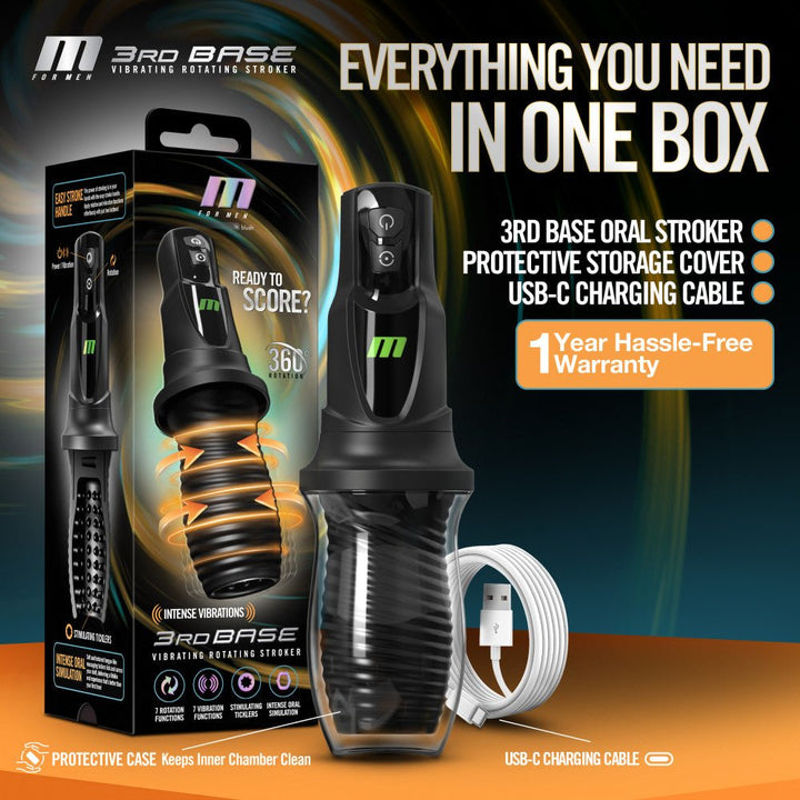 M For Men - 3rd Base - Vibrating & Rotating Auto Stroker