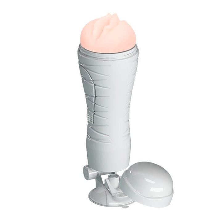 Crazy Bull Flora Vibrating Squeezable Stroker with Suction Base - Flesh