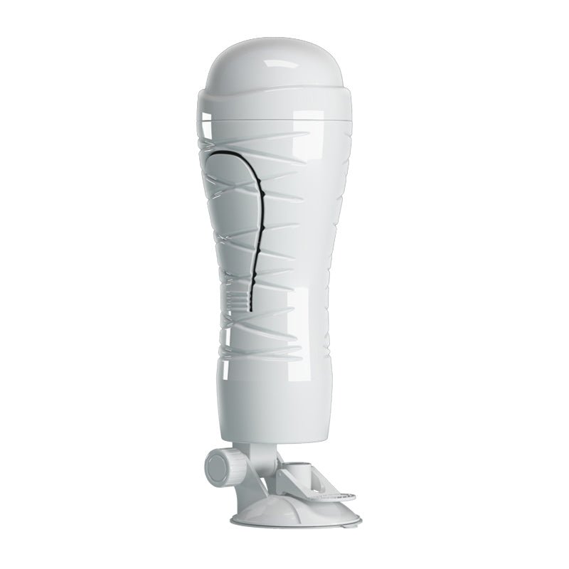 Crazy Bull Flora Vibrating Squeezable Stroker with Suction Base - Flesh