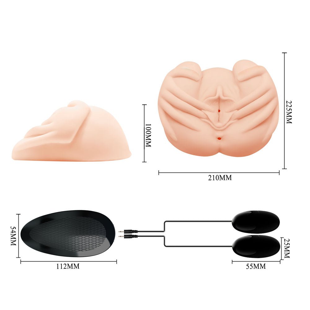 Crazy Bull Lifelike Vibrating Vagina And Ass Masturbator - Flesh