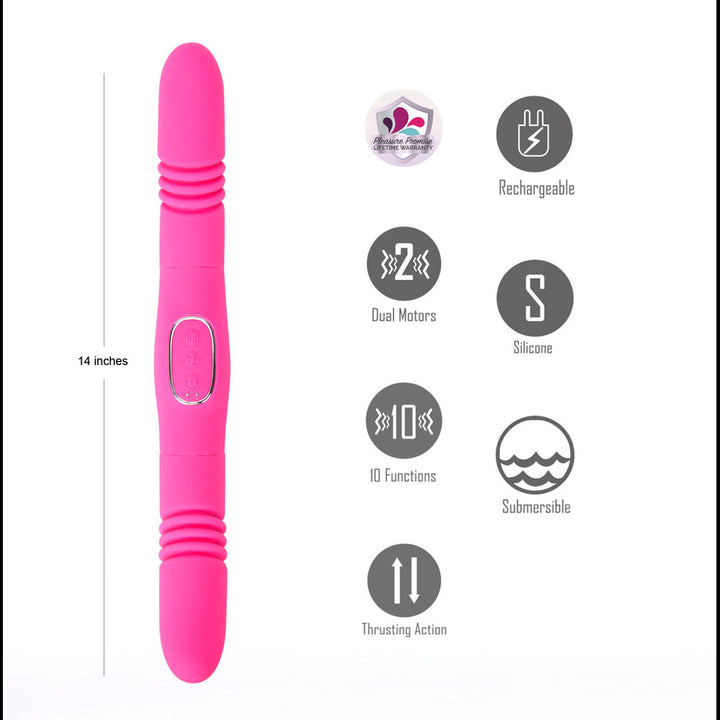Maia Zena Dual Thrusting Double Ended Vibrator - Pink