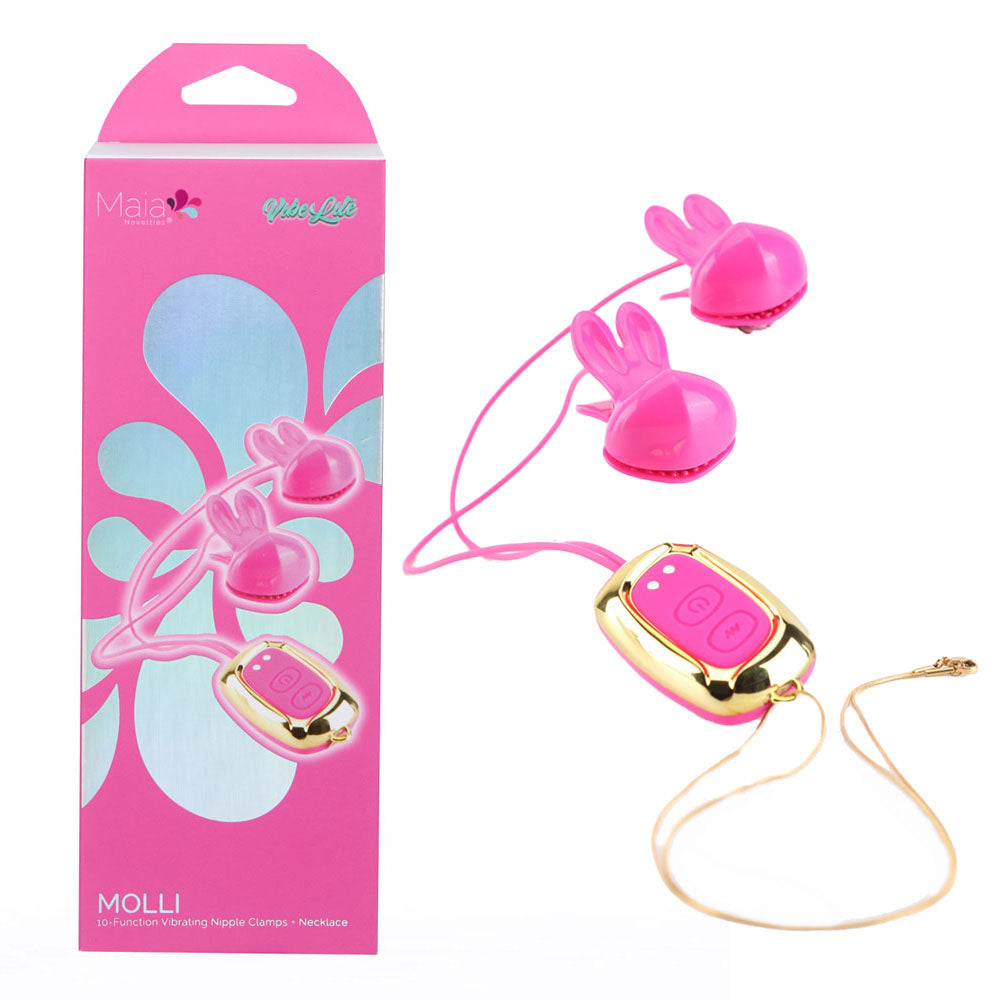 Maia Molli Vibrating Nipple Clamps - Pink