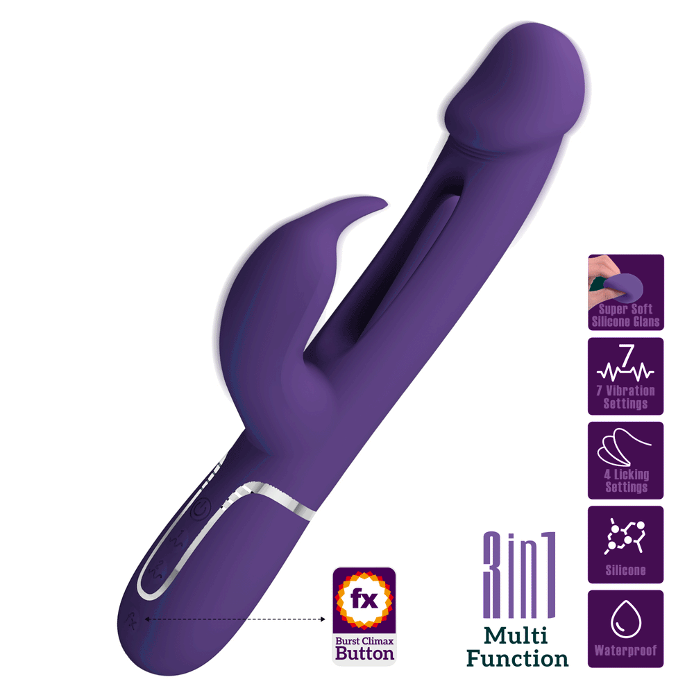 Party Up David Swinging Rabbit Vibrator with Flicking Arm - Purple