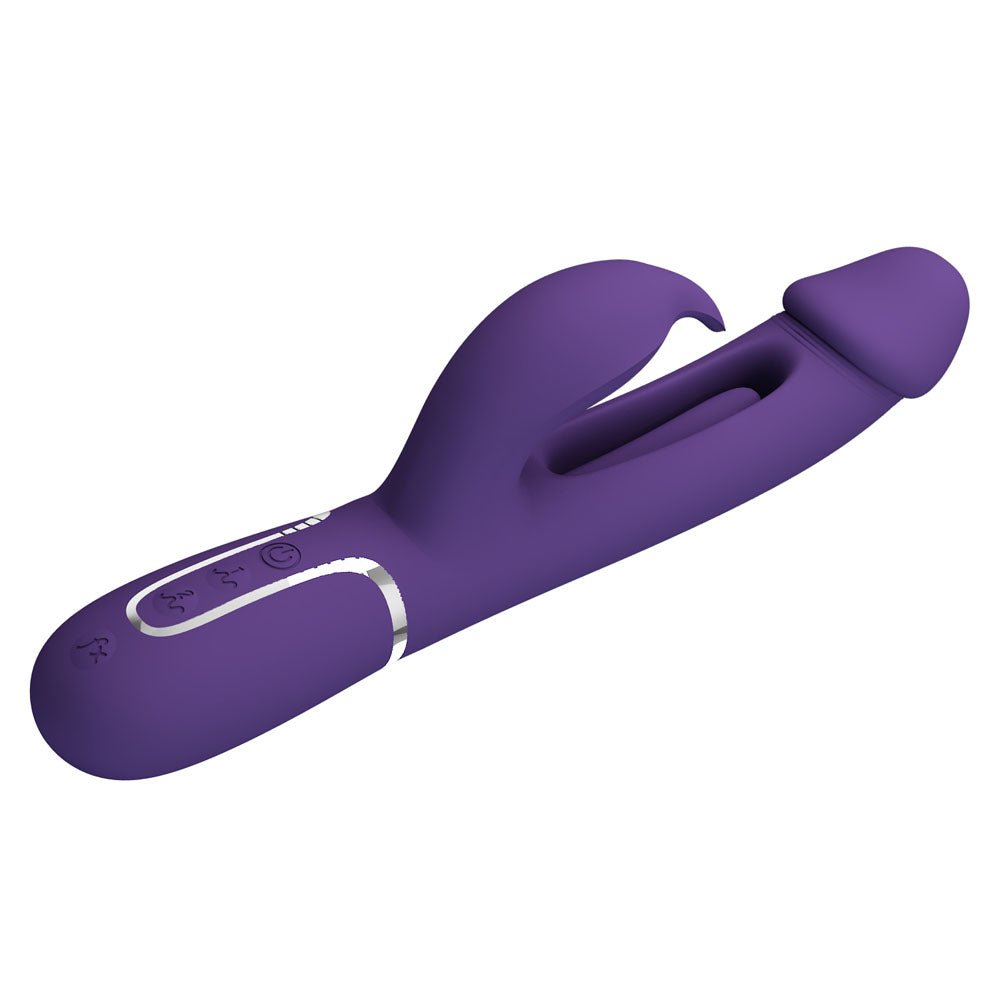 Party Up David Swinging Rabbit Vibrator with Flicking Arm - Purple