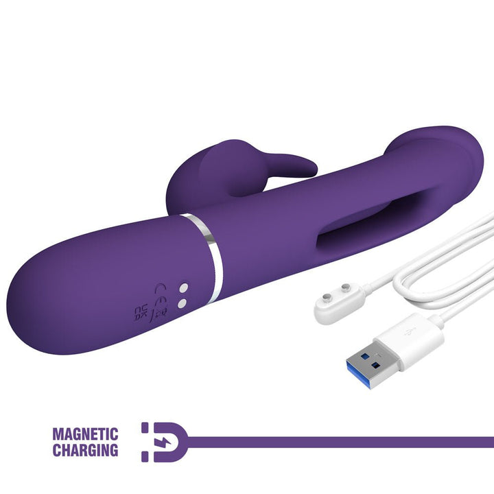 Party Up David Swinging Rabbit Vibrator with Flicking Arm - Purple