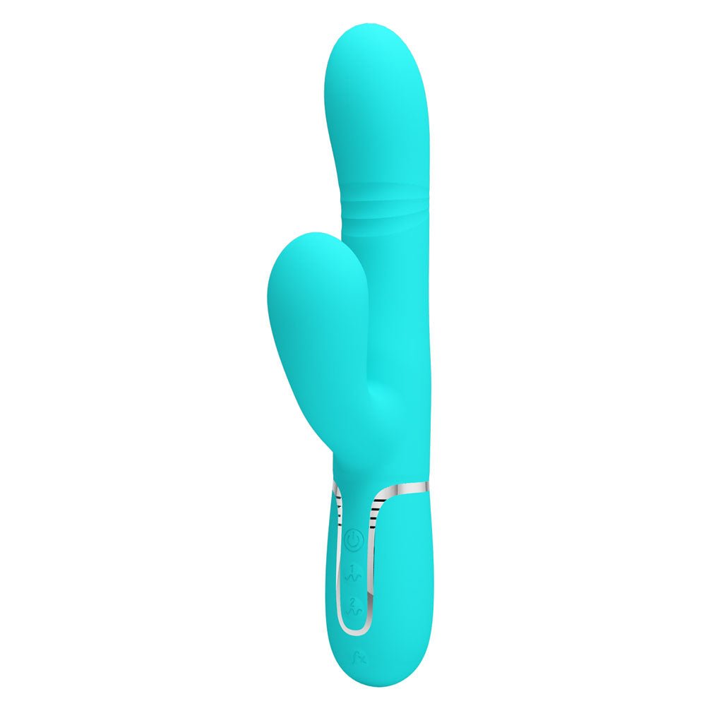 Party Up Paul Rolling Beads Thrusting Rabbit Vibrator - Teal