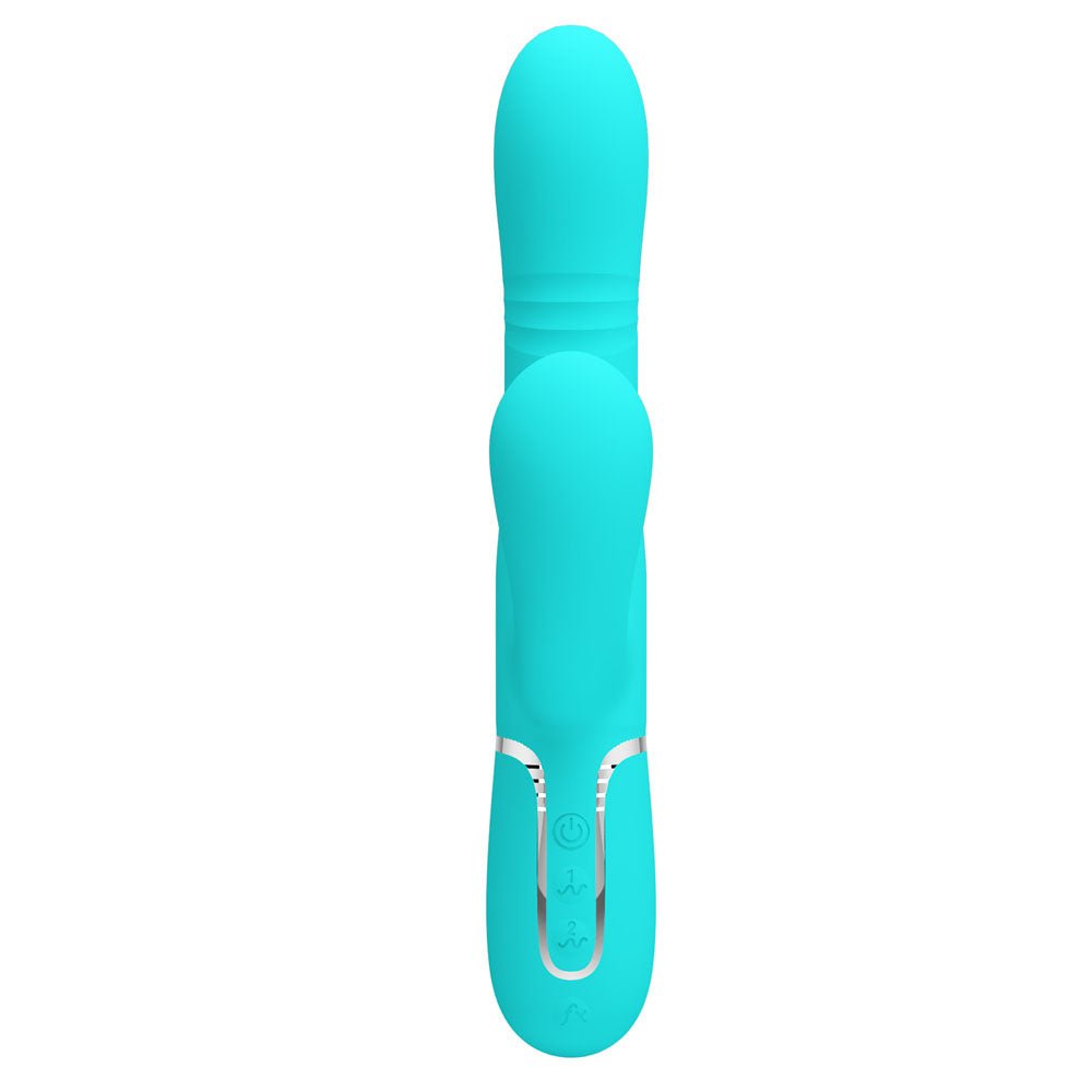 Party Up Paul Rolling Beads Thrusting Rabbit Vibrator - Teal