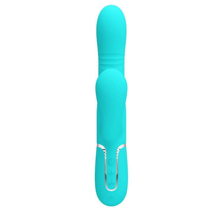 Party Up Paul Rolling Beads Thrusting Rabbit Vibrator - Teal