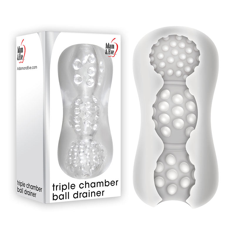 Adam & Eve Triple Chamber Ball Drainer - Clear Masturbator Sleeve