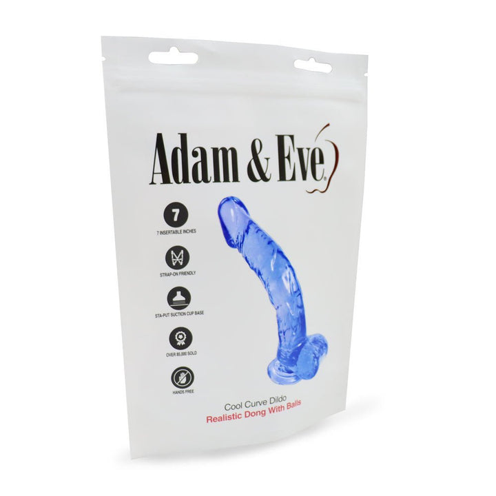 Adam & Eve Cool Curve 7 Inch Jelly Dong - Clear Blue