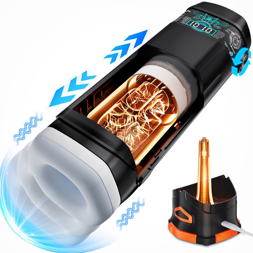 CyberSkin B-Titan - Black Thrusting & Vibrating Auto Masturbator with Heater