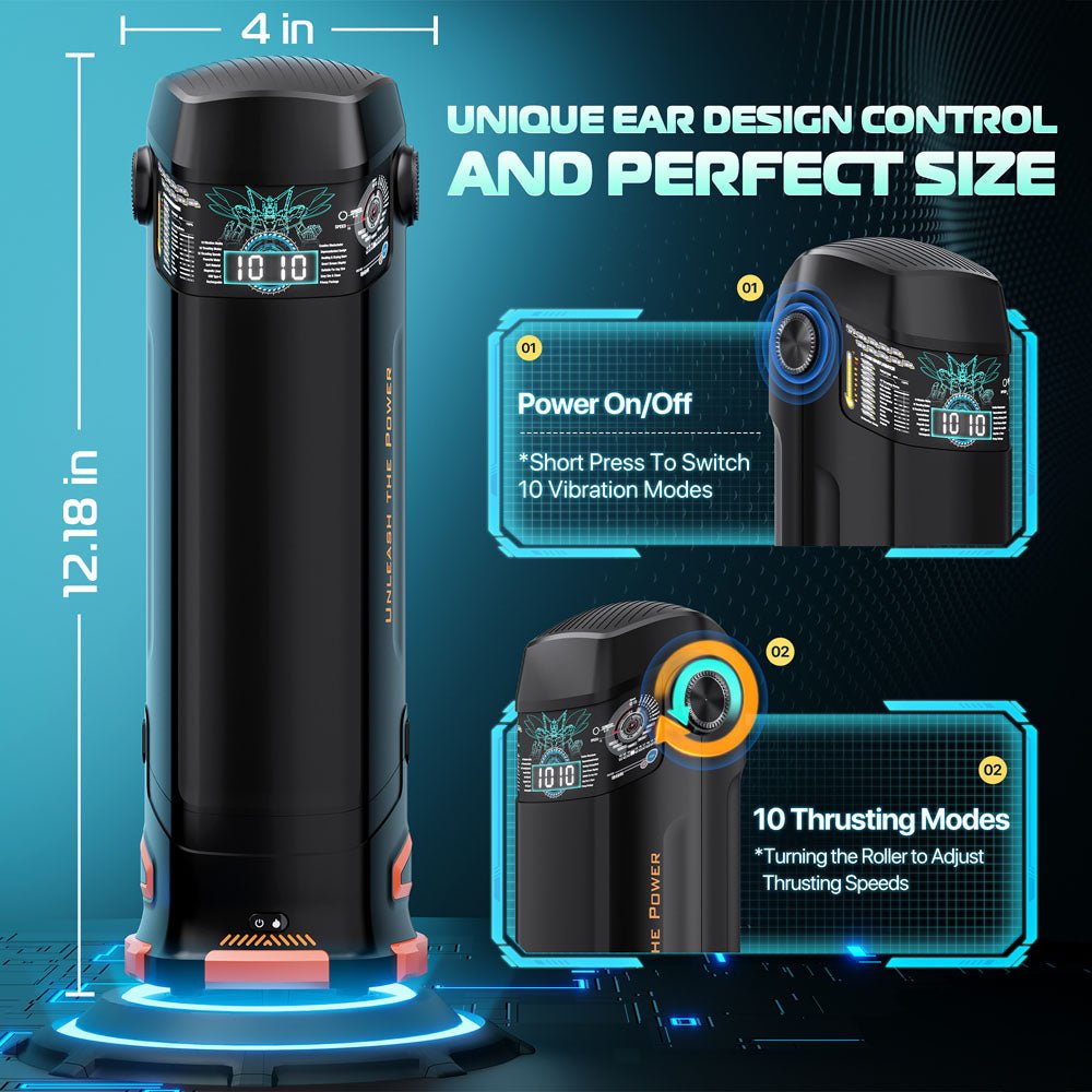 CyberSkin B-Titan - Black Thrusting & Vibrating Auto Masturbator with Heater