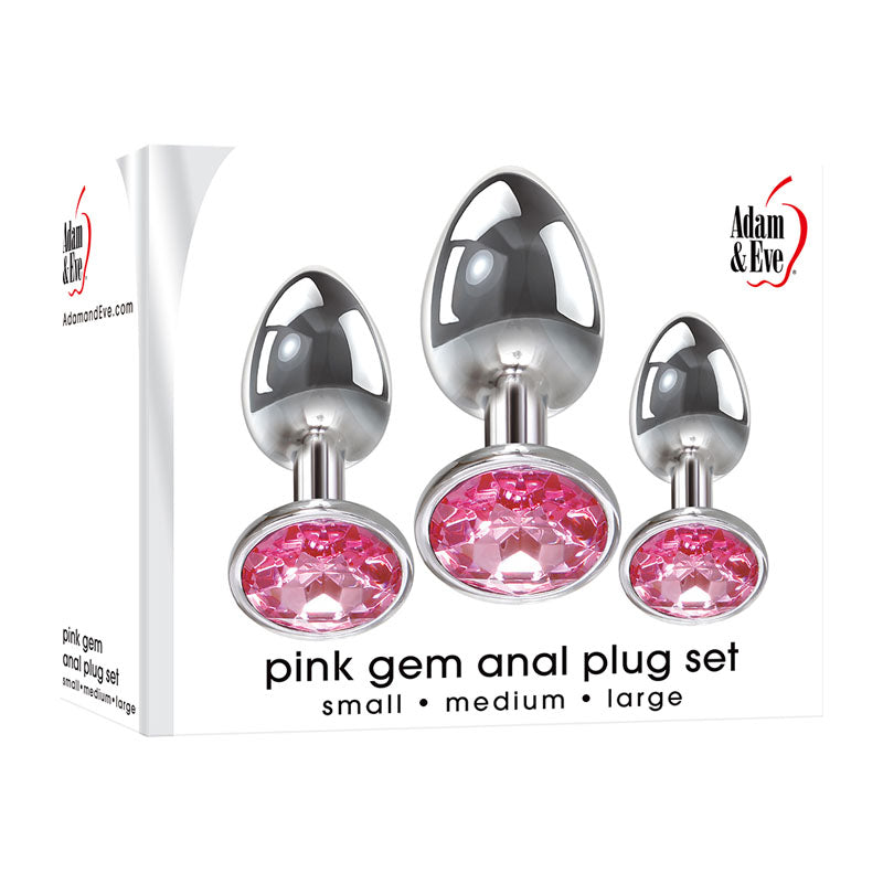 Adam & Eve Pink Gem Anal Plug Set - 3 Sizes