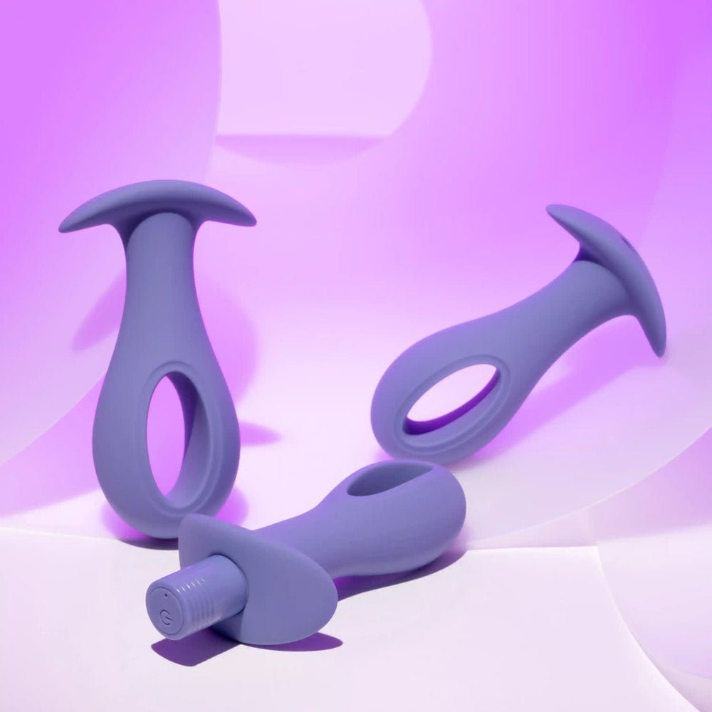 Evolved Hole Punch Butt Plugs Set with Interchangeable Bullet - Purple