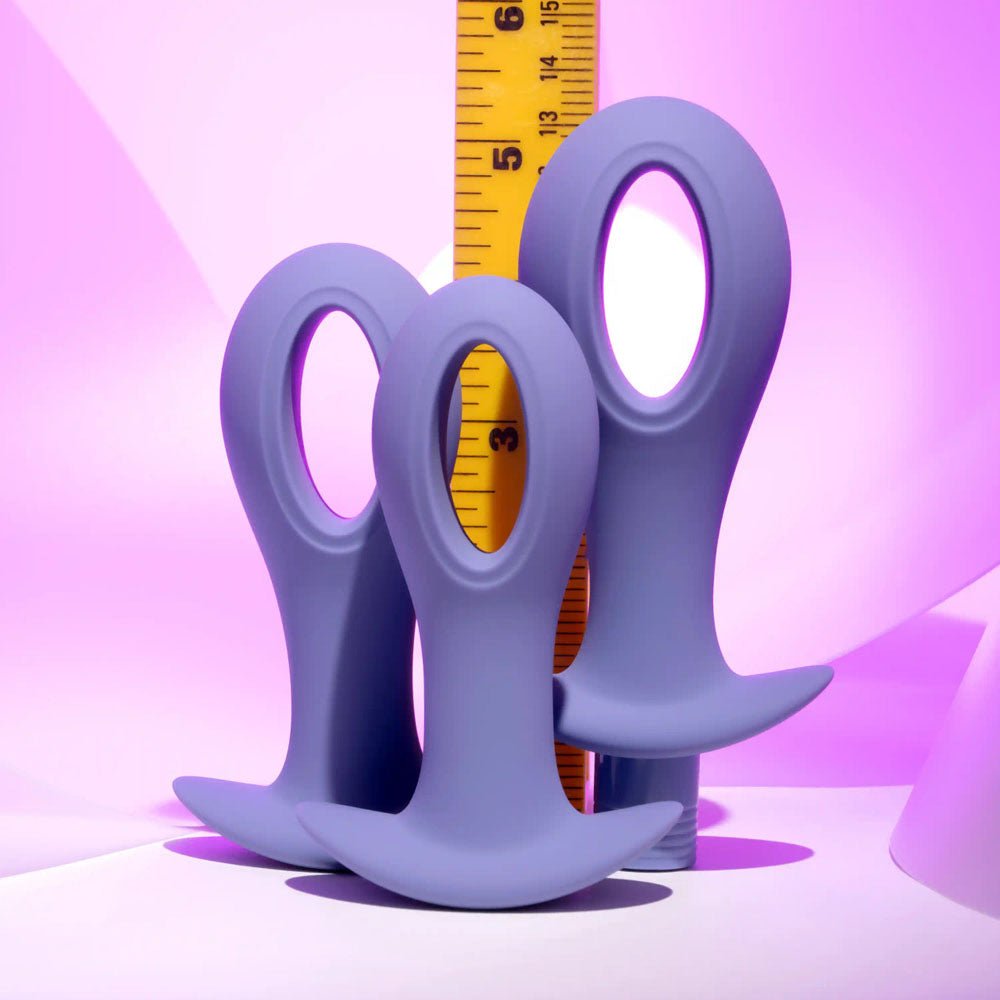 Evolved Hole Punch Butt Plugs Set with Interchangeable Bullet - Purple