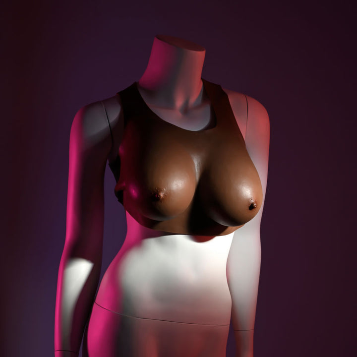 Gender X Undergarments - Brown Wearable Breasts Plate D-Cup - Dark