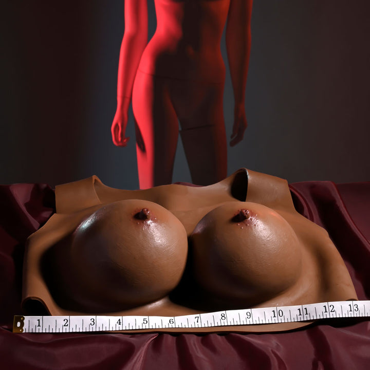 Gender X Undergarments - Brown Wearable Breasts Plate D-Cup - Dark