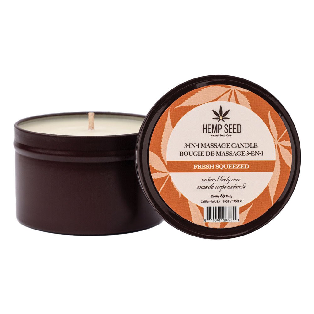 Earthly Body Hemp Seed 3-In-1 Massage Candle - Fresh Squeezed Scent