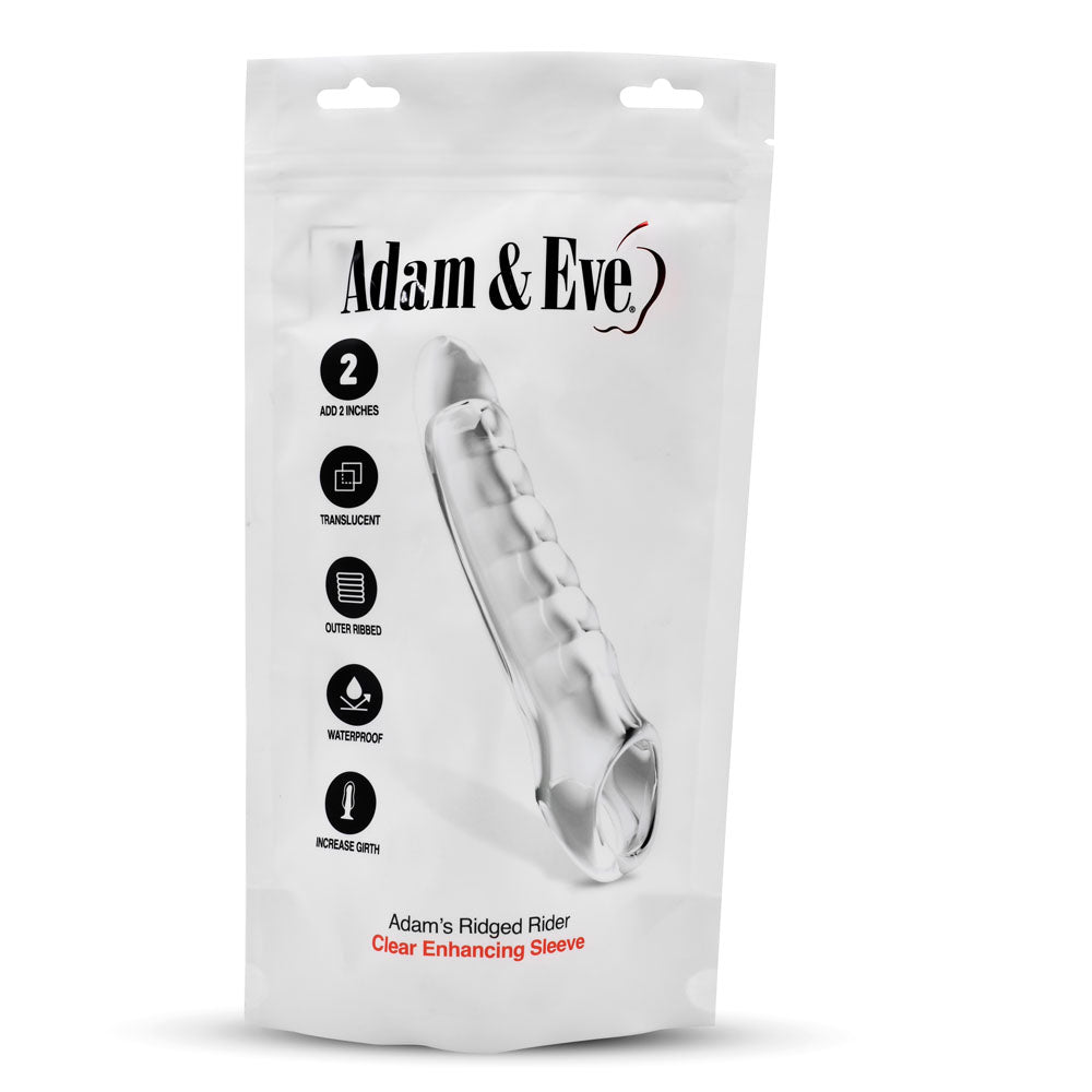 Adam & Eve Ridged Rider - Penis Extension Sleeve - Clear
