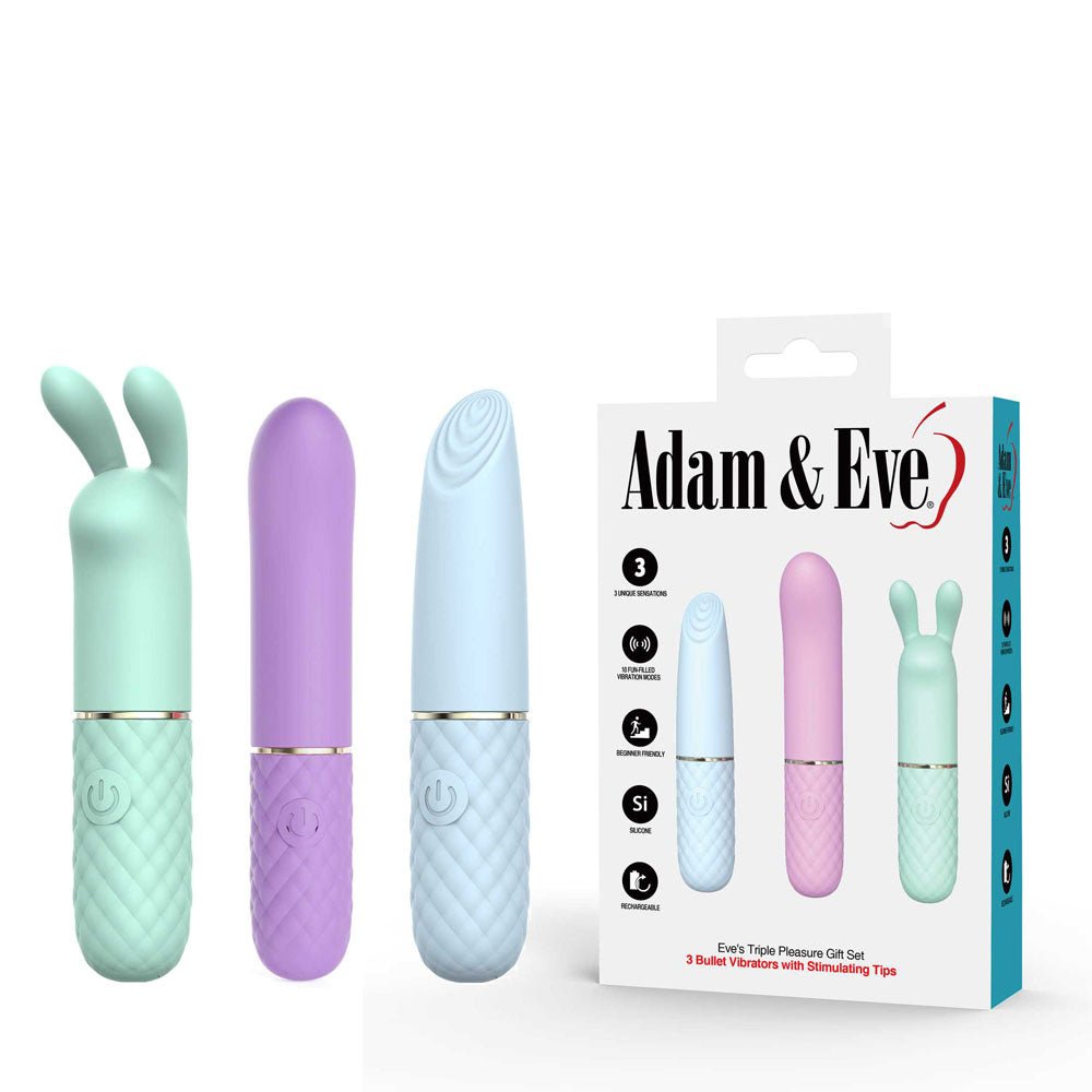 Adam & Eve Triple Pleasures Vibrators Set Sex Toys Erotica Adam & Eve Triple Pleasures Vibrators Set Sex Toys Erotica