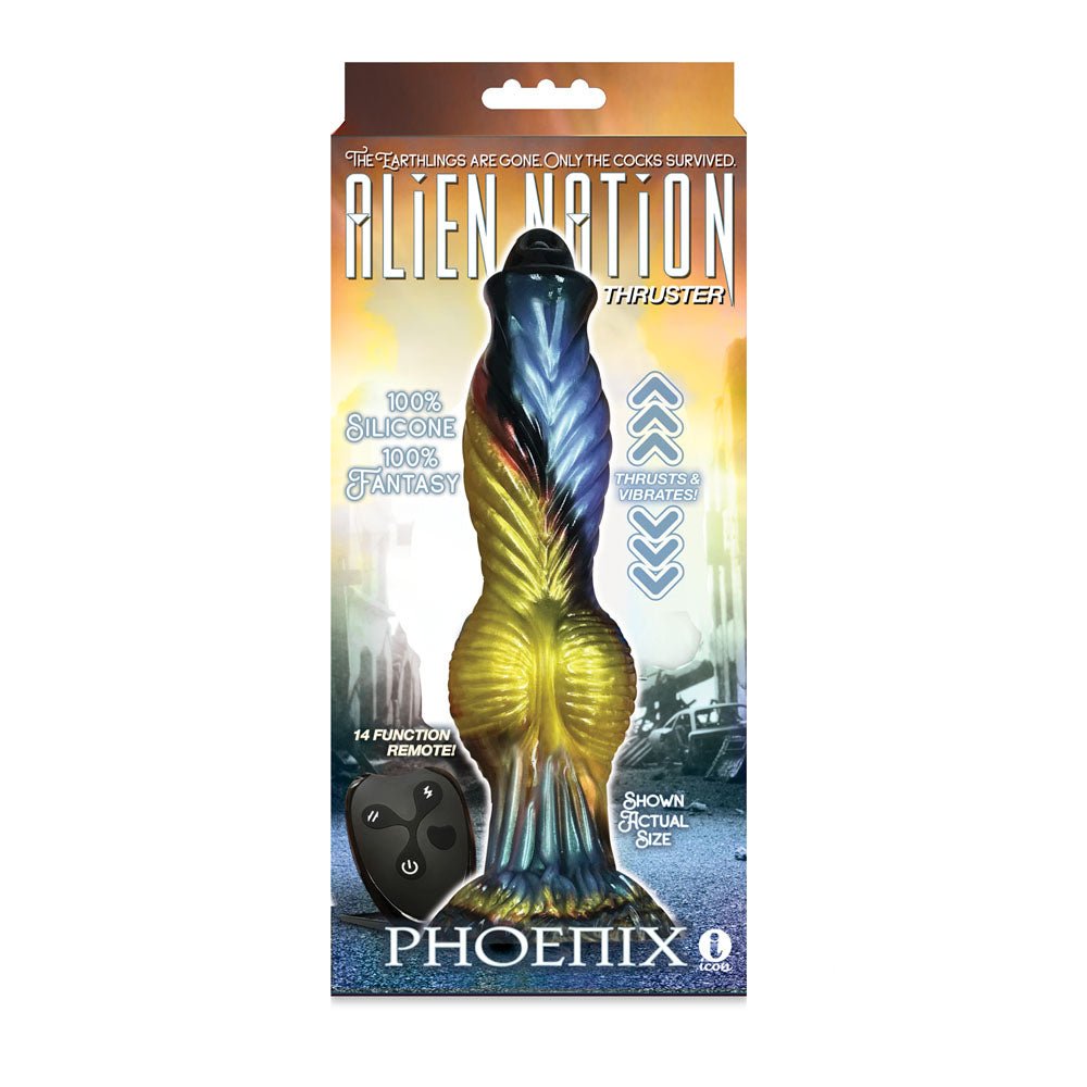 Alien Nation - Phoenix - Thrusting Fantasy Dong with Remote - Gold/Blue