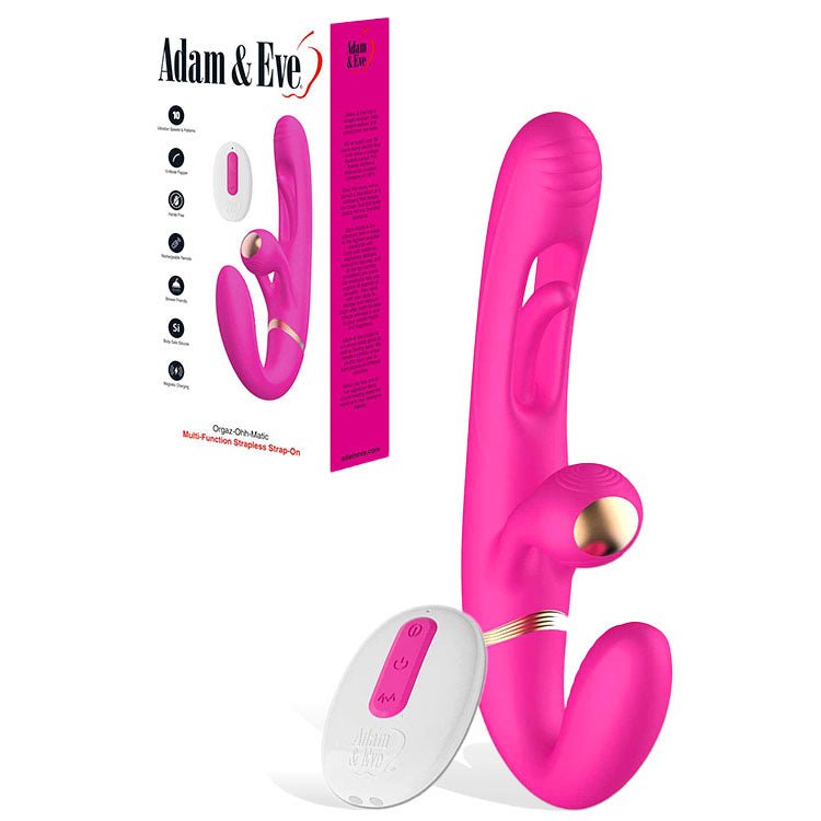 Adam & Eve Orgaz-Ohh-Matic - Strapless Strap-On with Remote - Pink