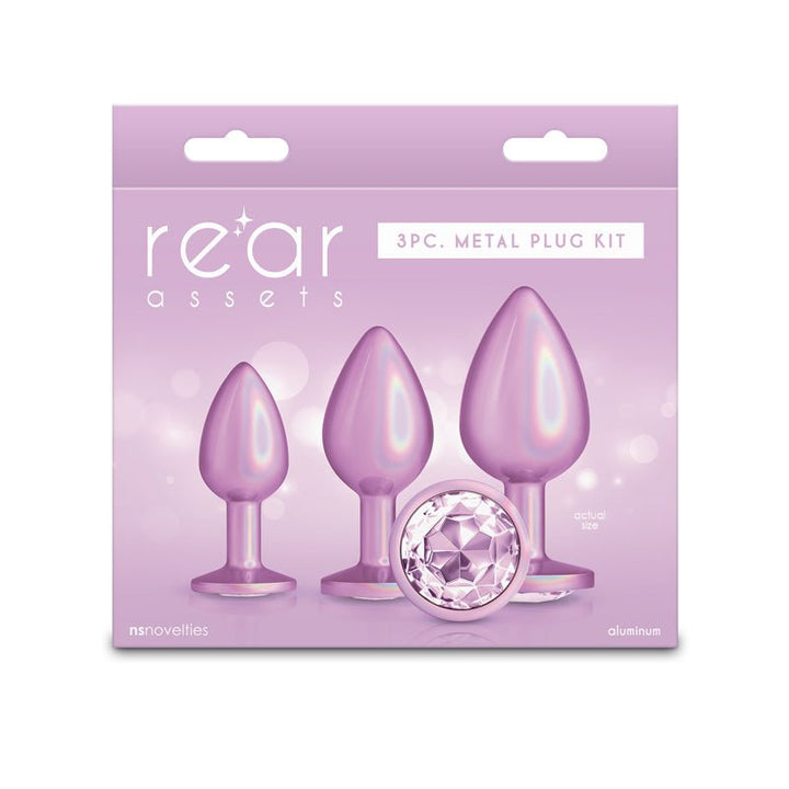 Rear Assets Metallic Butt Plugs Trainer Kit - Iridescent Pink