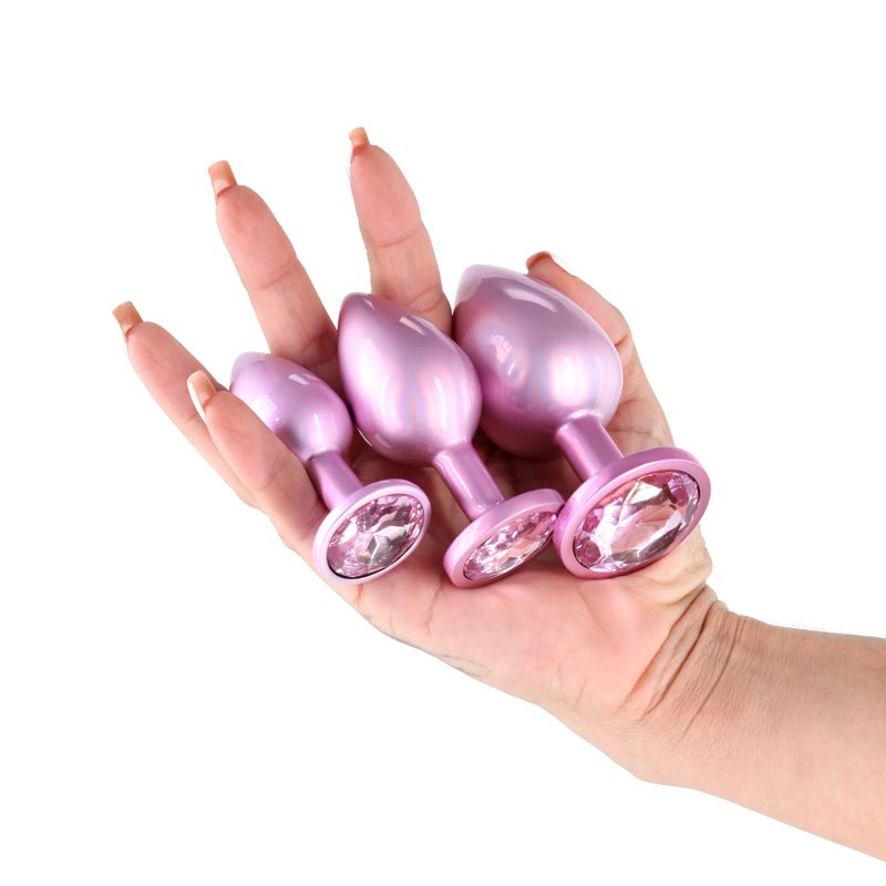 Rear Assets Metallic Butt Plugs Trainer Kit - Iridescent Pink