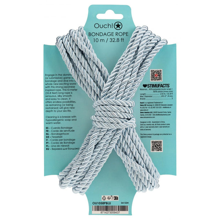 Ouch! Powder Blue Bondage Rope - 10 Mtrs