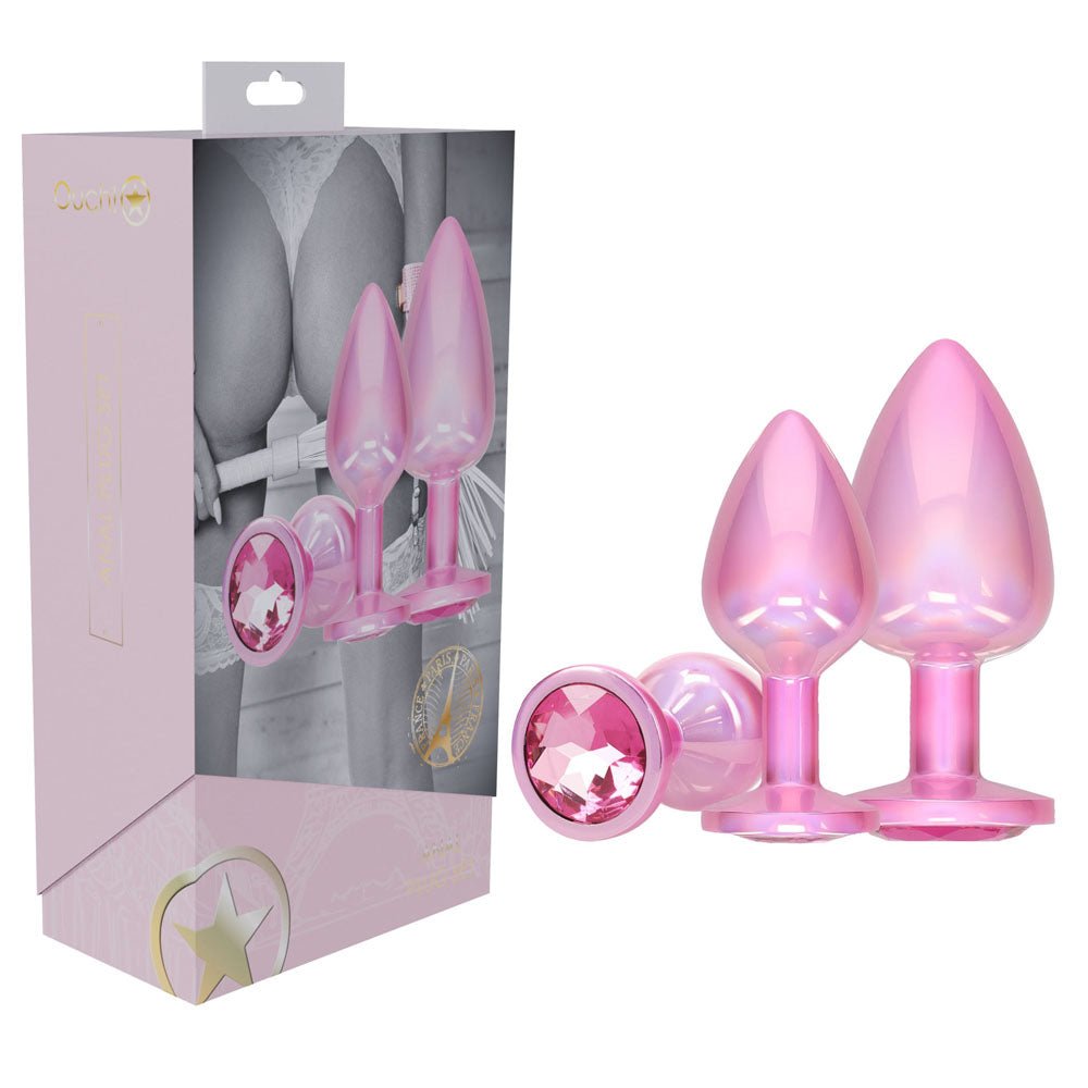 Ouch! Paris Collection - Metal Anal Plug Set - Metallic Pink