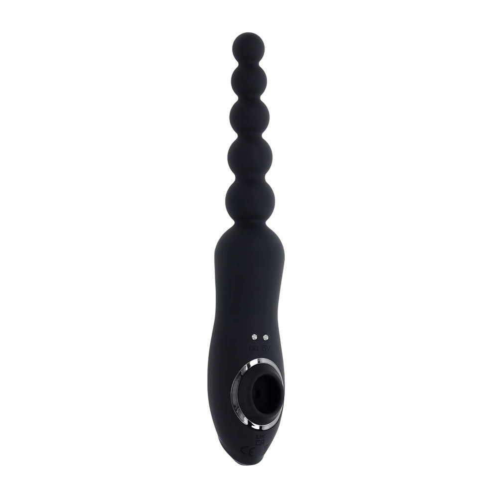 Playboy Pleasure Let It Bead - Vibrating Anal Beads With Clitoral Suction - Black