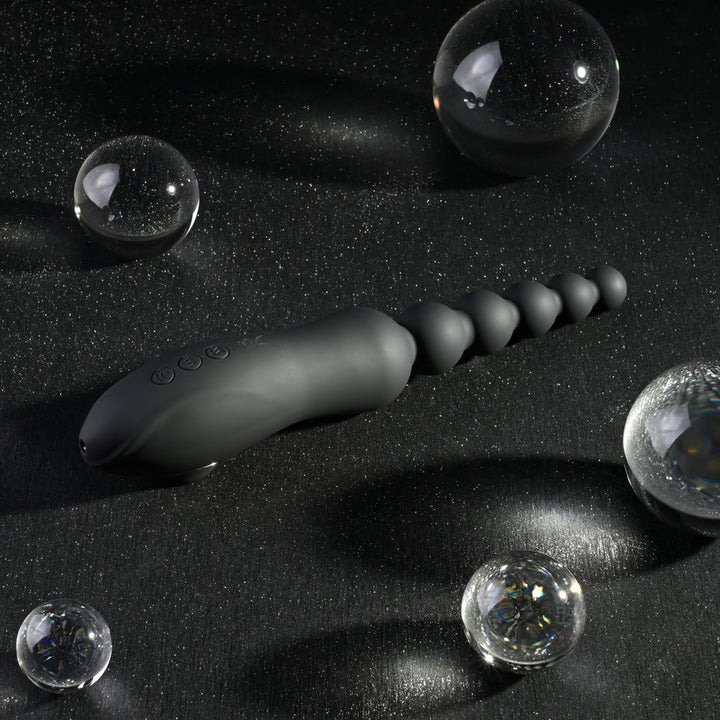 Playboy Pleasure Let It Bead - Vibrating Anal Beads With Clitoral Suction - Black