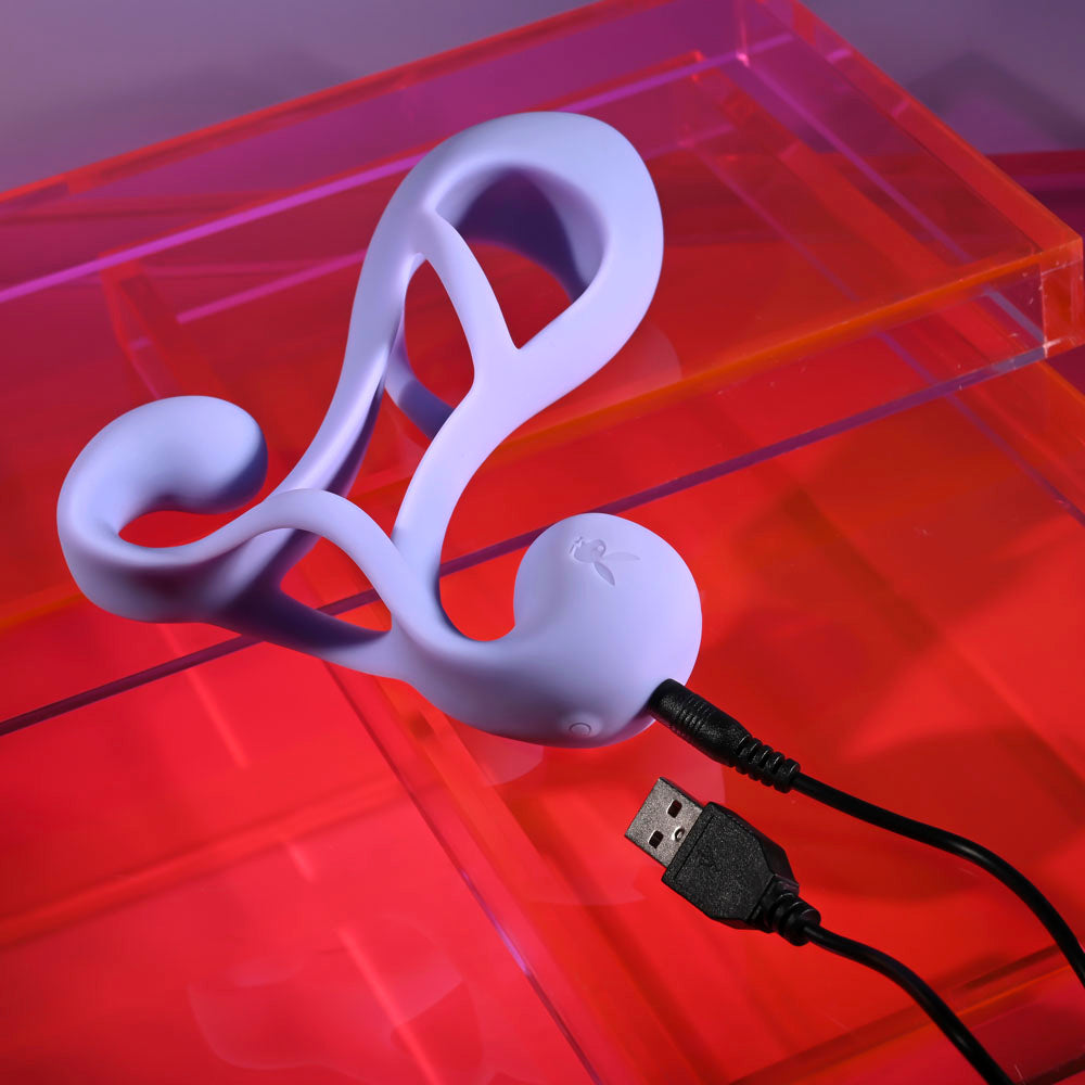 Playboy Pleasure Fantasy Cage - Vibrating Penis Sleeve - Purple