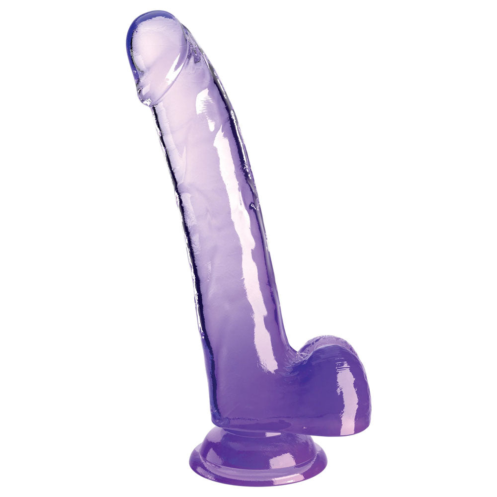 King Cock Clear 9 Inch Dildo with Balls - Purple