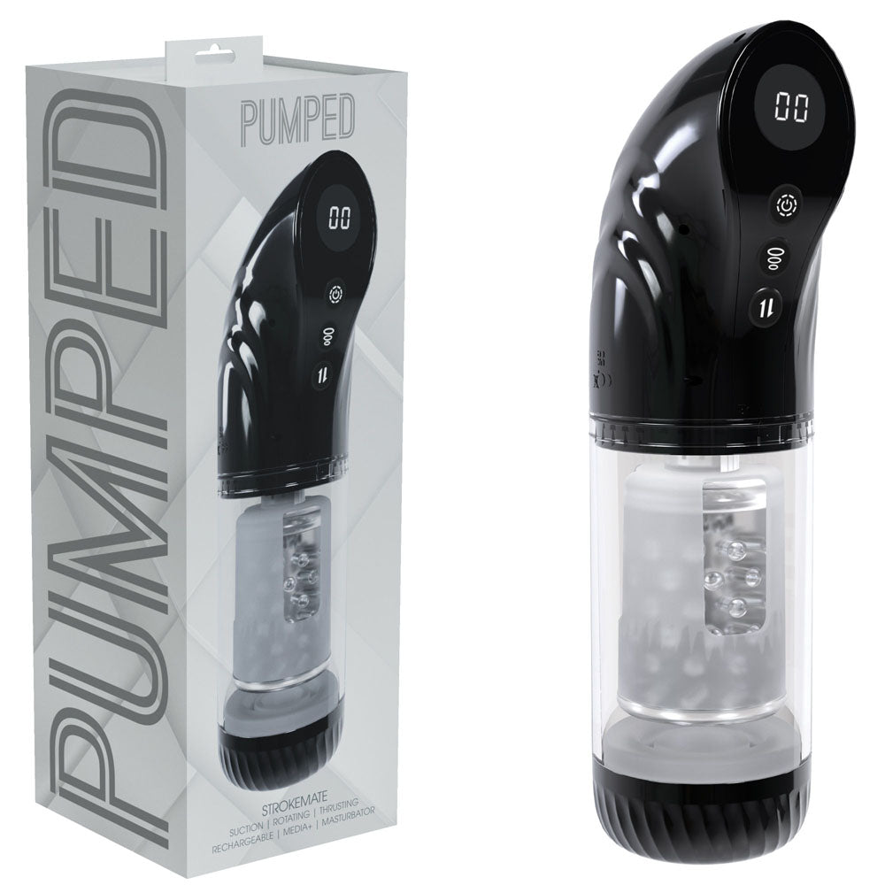 Pumped Strokemate - Sucking Rotating Thrusting Auto Masturbator - Black