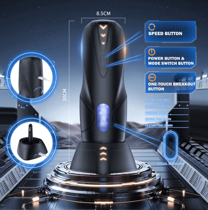 CyberSkin Galaxy Voy - Thrusting & Rotating Auto Masturbator with Heater
