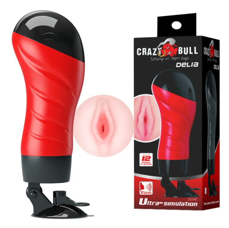 Crazy Bull Delia Vibrating Vagina Stroker with Suction Base - Flesh