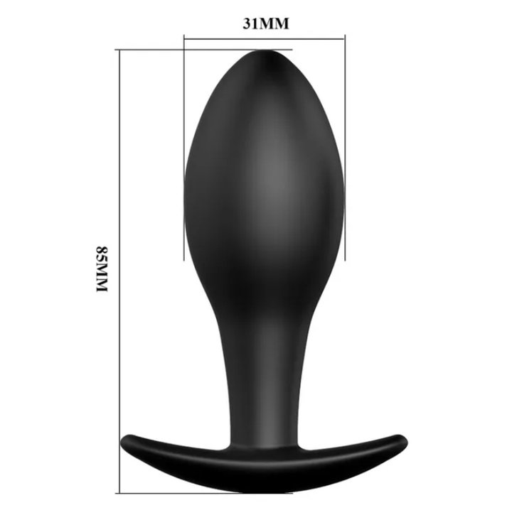 Party Up Jeff Silicone 8.5cm Butt Plug - Black