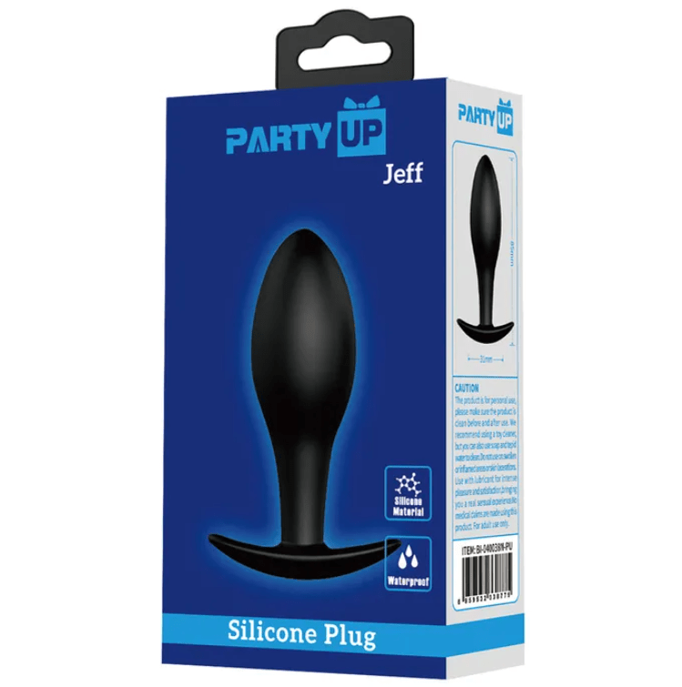 Party Up Jeff Silicone 8.5cm Butt Plug - Black