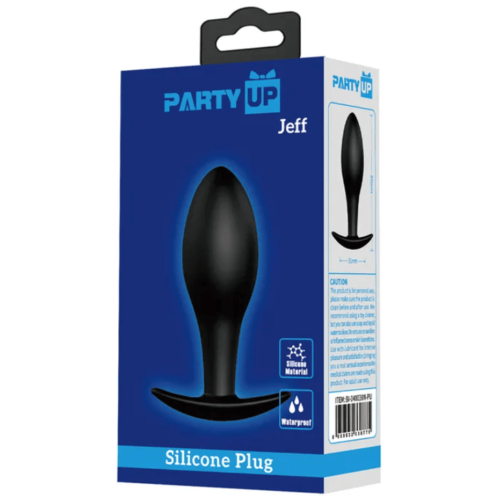 Party Up Jeff Silicone 8.5cm Butt Plug - Black