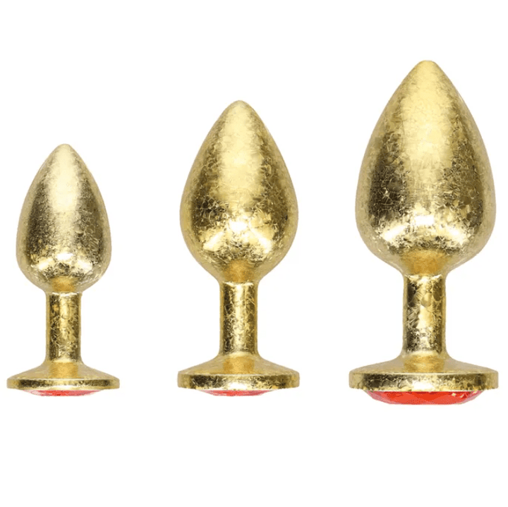 Ouch! Milan Collection - Metal Anal Plug Set with Gem Base - Gold
