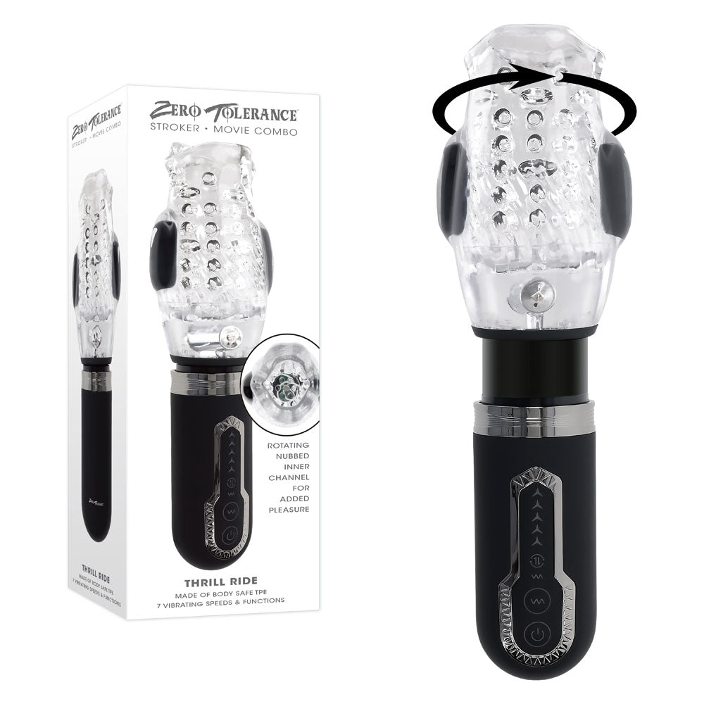 Zero Tolerance Thrill Ride - Thrusting, Rotating & Vibrating Stroker - Clear