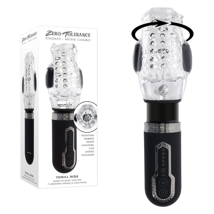 Zero Tolerance Thrill Ride - Thrusting, Rotating & Vibrating Stroker - Clear
